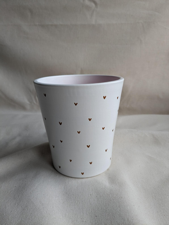 Cache-pot Pilea - cœurs dorés