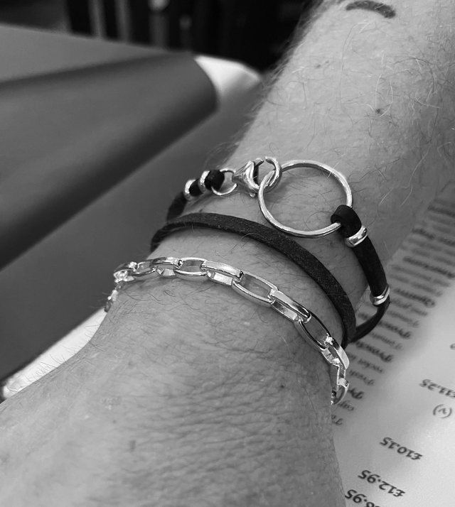 Heavy sterling silver paperclip statement bracelet