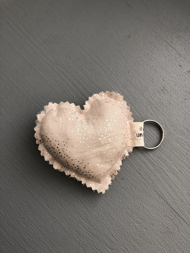 Porte-clés coeur  Rose Paillettes Argent