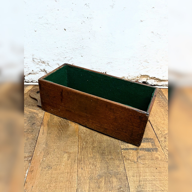 19th-Century Wall-Hanging Candle Box — Mahogany/ Hardwood with Shaped Crest & Green Baize Interior
