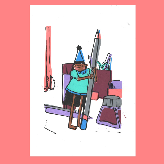 Penny's Pencil Linoprint - Mixed Colours