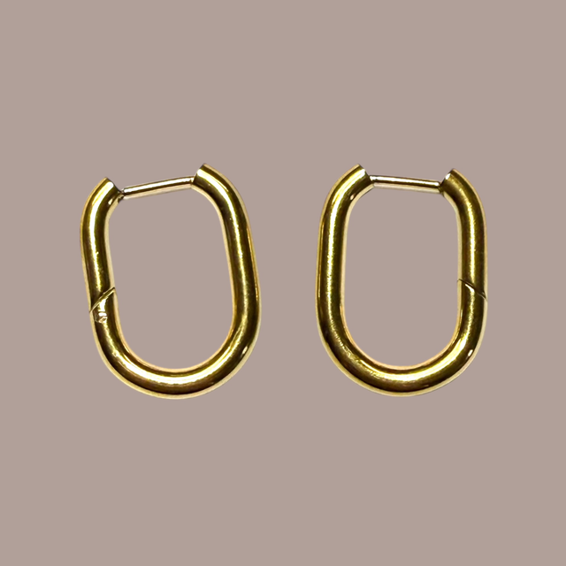 Créoles Ovale 'Lien' Dorées - Acier Inoxydable (REACH)