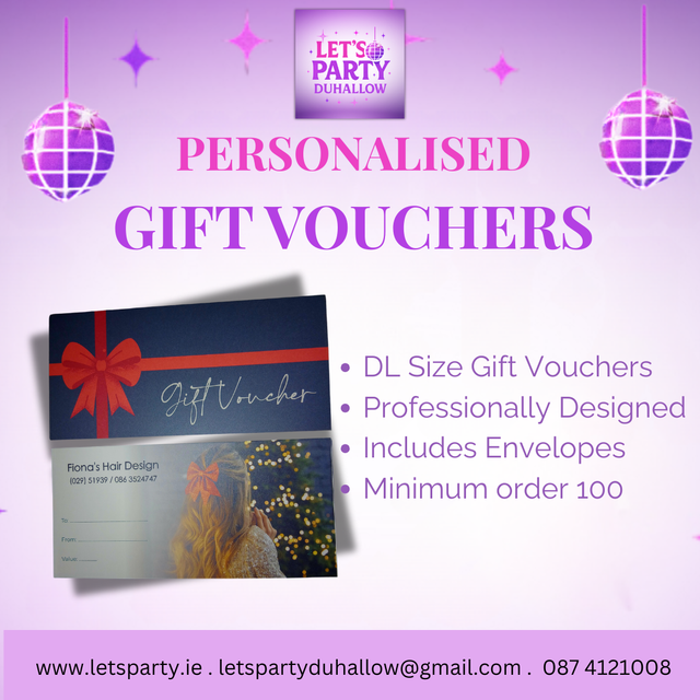 Personalised DL Gift Vouchers – Professionally Designed - 100