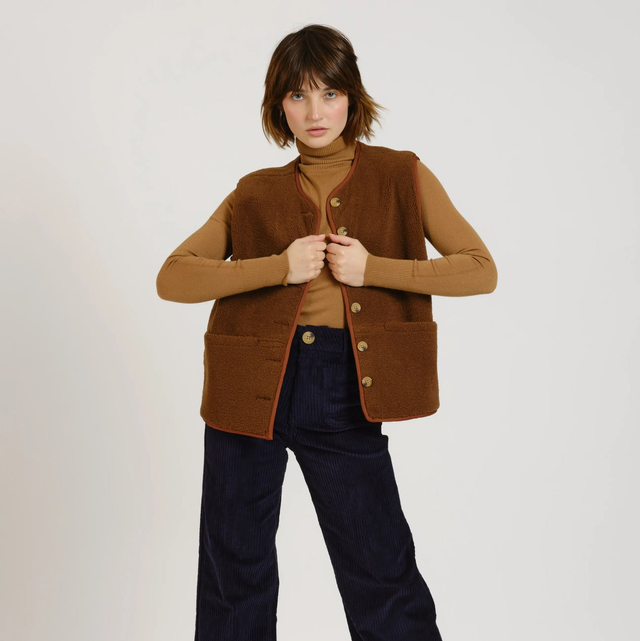 VITA Sleeveless Jacket Choco