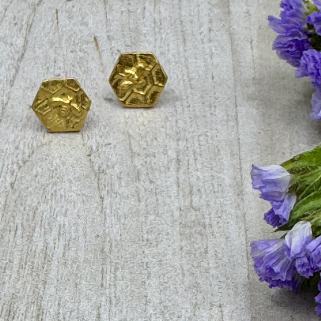 Gold-Plated Manchester Worker Bee Studs
