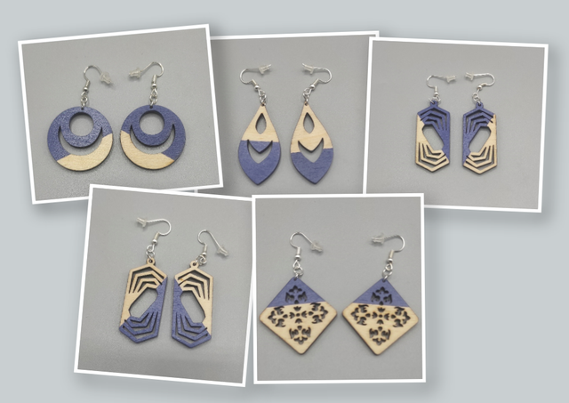 Boucles d'Oreilles Peintes - Bleues