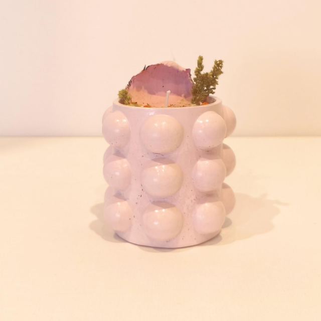 ✨ Bougie artisanale "Bulbeuse" en cire de soja – fleurs séchées & contenant fait main ✨