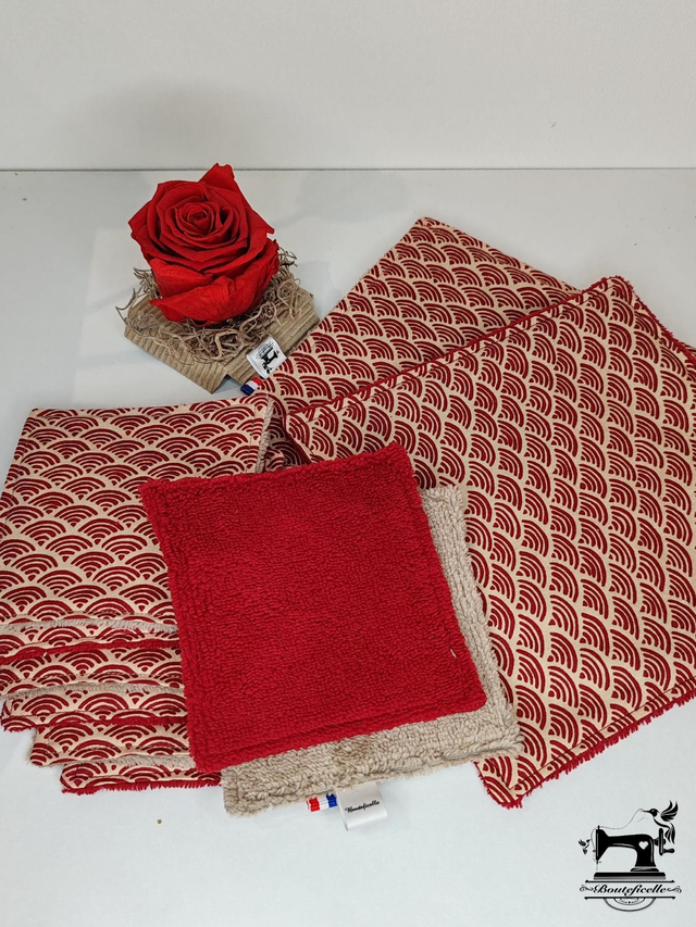 Coffret en bambou "SEIGAIHA" Rouge et écru