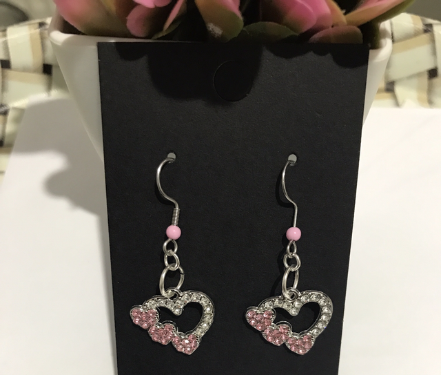 Silver -Pink Dangling Earrings - SDE181