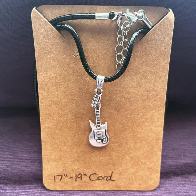 Guitar charm on 17”-19” black cord 