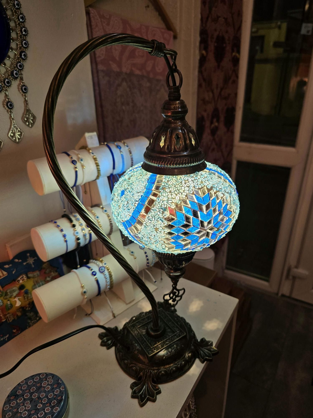 Large Mosaic Swanneck Table Lamp