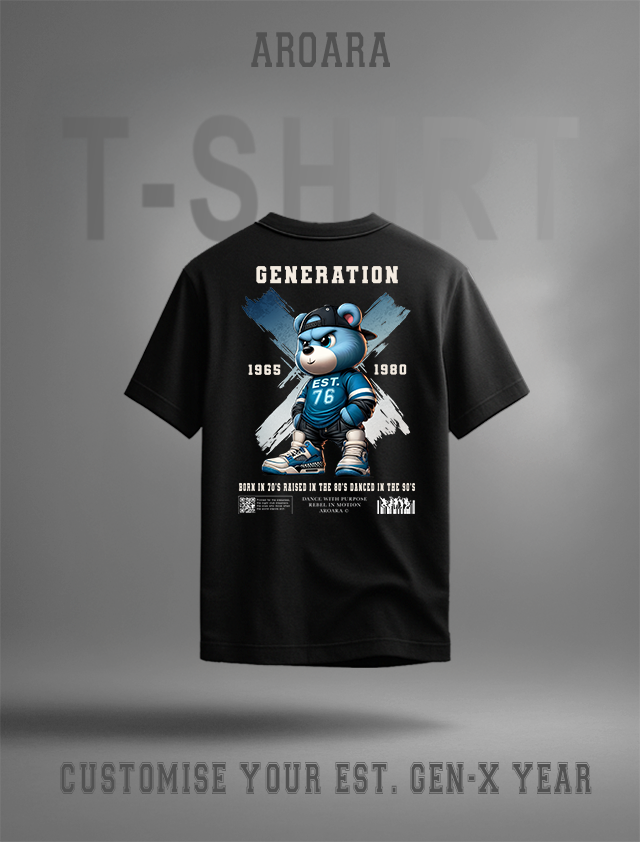 Generation X Blue Teddy Bear Back Print T-Shirt – Custom EST. Date