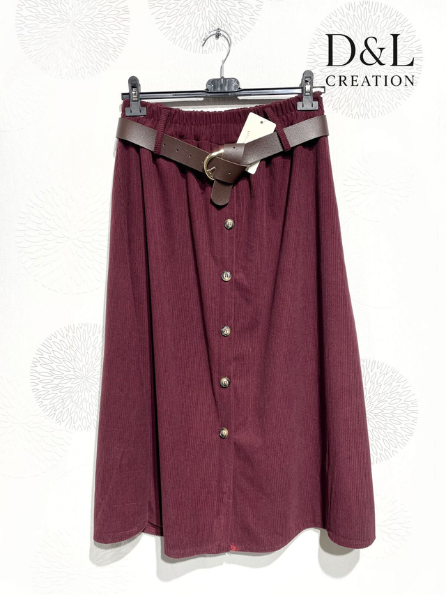 Jupe en velours bordeaux