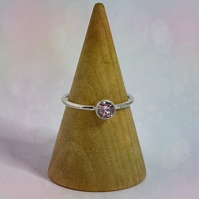 Silver and Pink Zirconia Ring