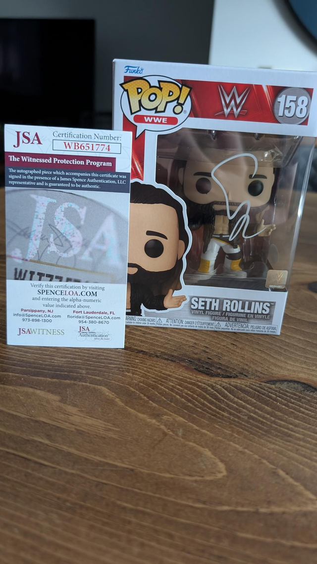 Funko Pop WWE Seth Rollins Signed With JSA Witnessed COA 