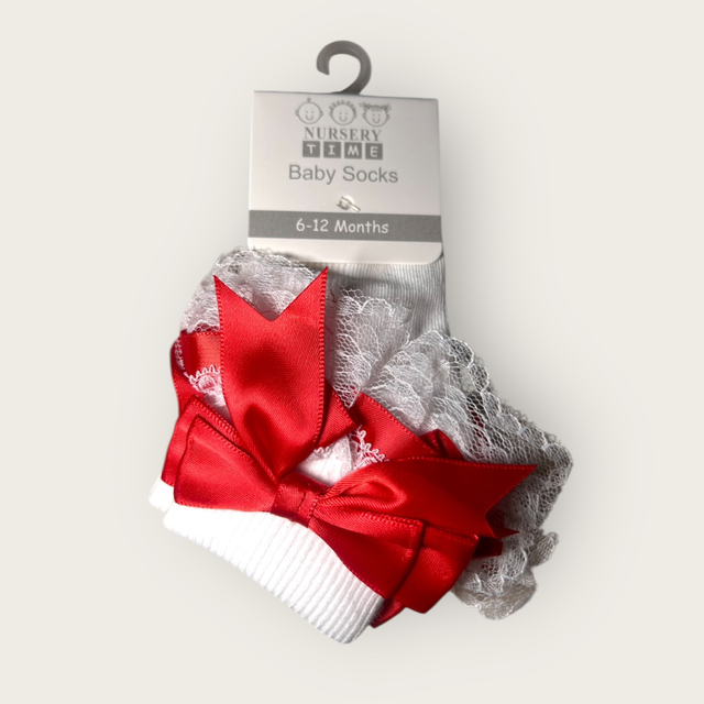 Baby’s Red Bow Frill Socks 