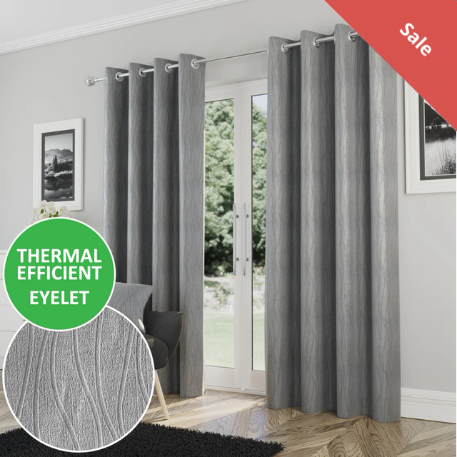 Enhanced Living Goodwood Grey Thermal Room Darkening Readymade Eyelet Curtains