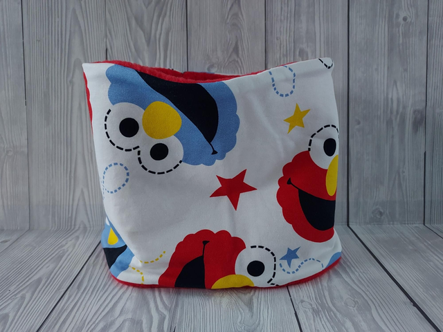 Elmo Neck Warmer, Snood with Red Fleece,