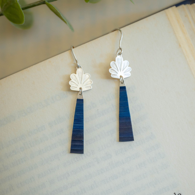 Boucles d'oreilles Calyx - Argent, bleu