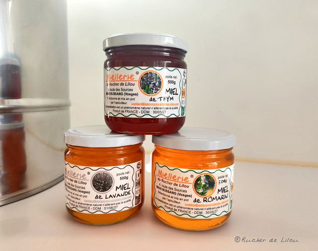 6 Miels de 500grs - 2x Thym - 2x Lavande - 2x Romarin