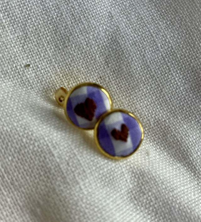 Boucles d’oreilles Marcelle plate violette (vichy violet)