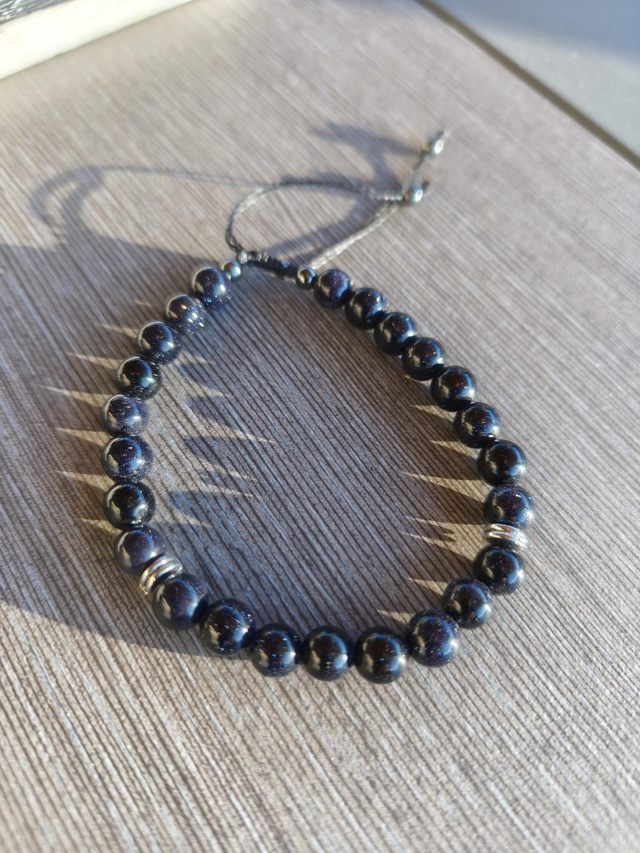 Bracelet homme pierre de sable bleu