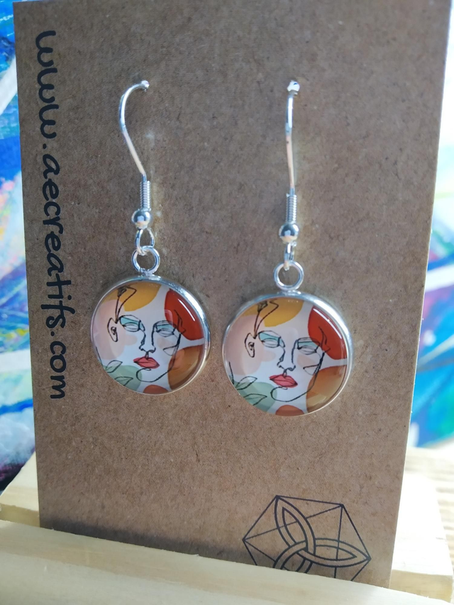 Boucles d&#039;oreilles cabochons art line 