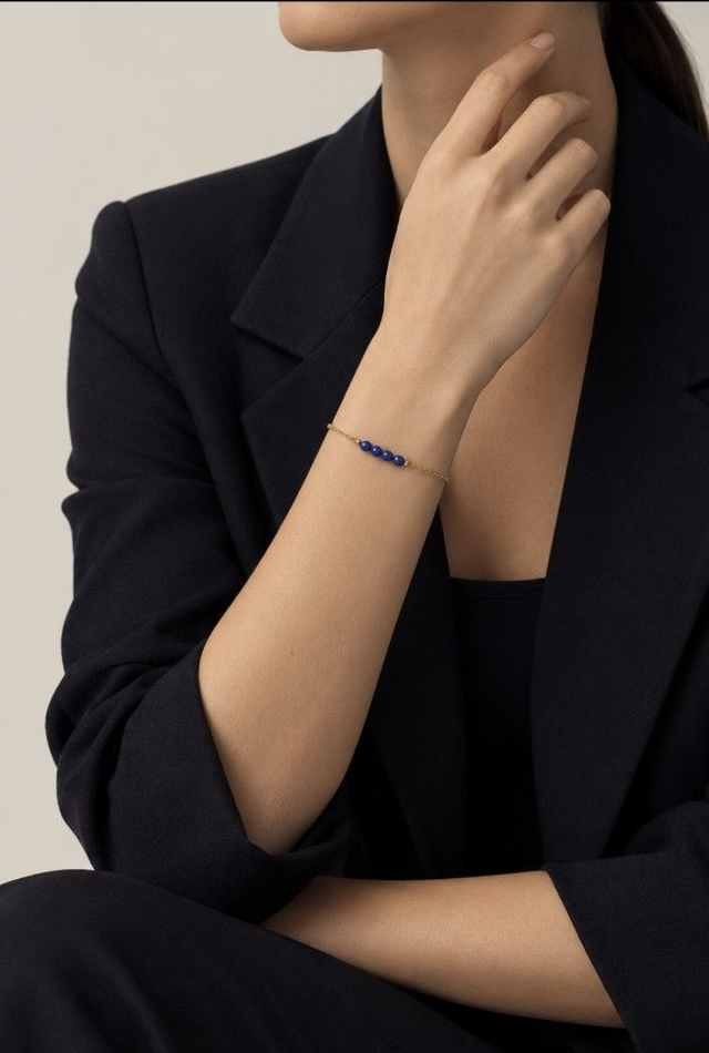Bracelet ESSENTIEL, Lapis-Lazuli, Acier chirurgical doré