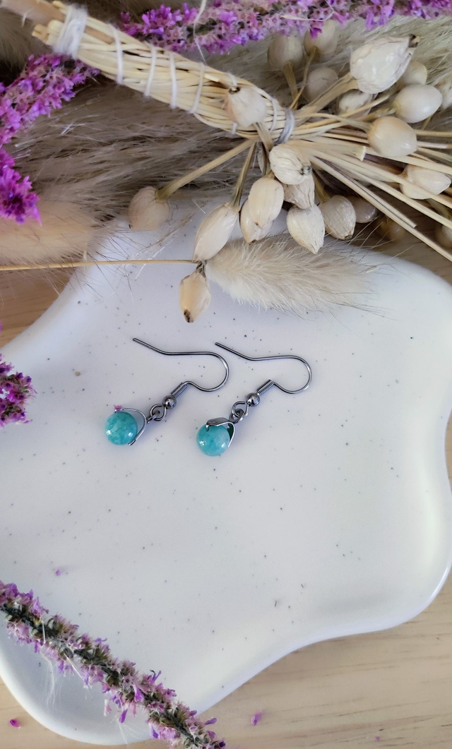Boucles d'oreilles Boule Amazonite