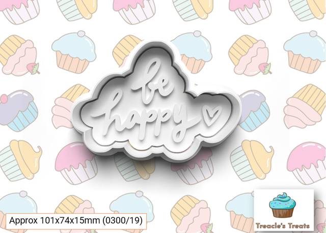 Be happy Fondant/cookie stamp with cutter 