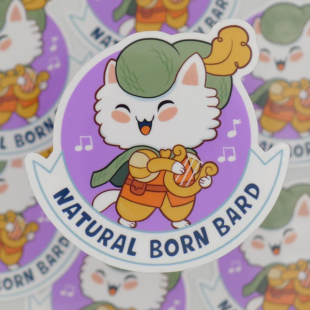 Single Sticker - Dungeon Kitten Classes - Bard ca. 7x7 cm 