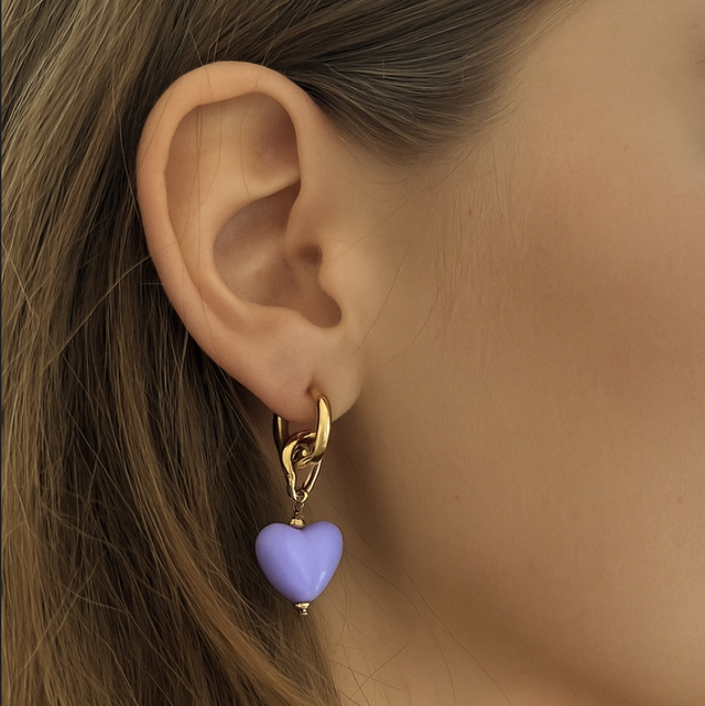 Oorbellen hart paars 