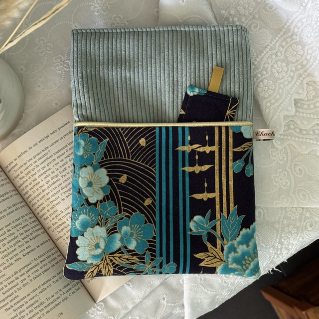 Pochette à livre et son signet Gilded Azure