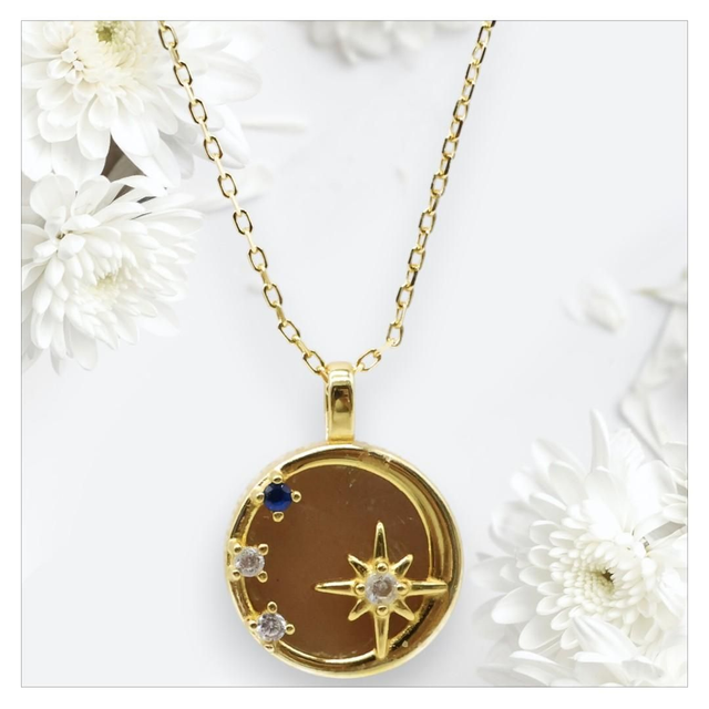 "Pierre de soleil" - Collier argent 925 étoiles 