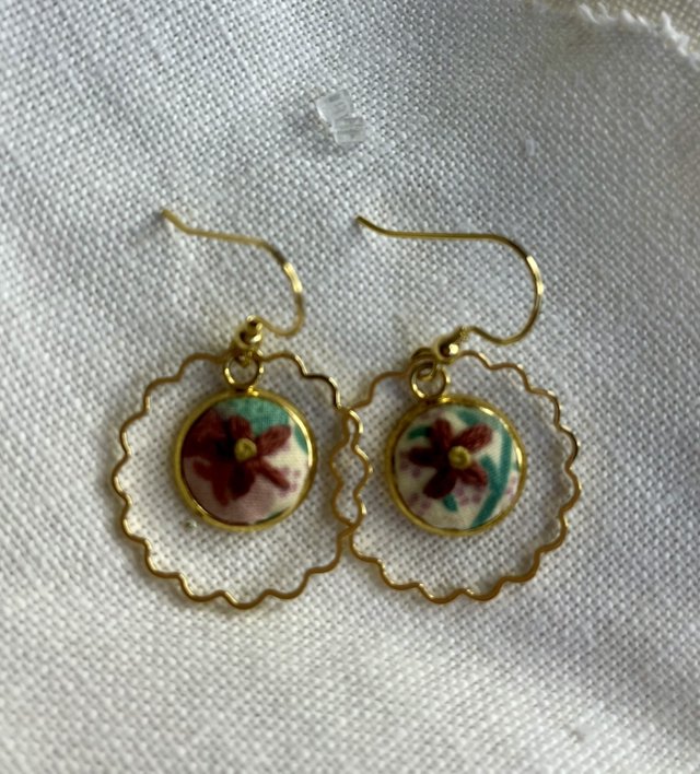 Boucles d’oreilles *Marya bordeaux/fleuri