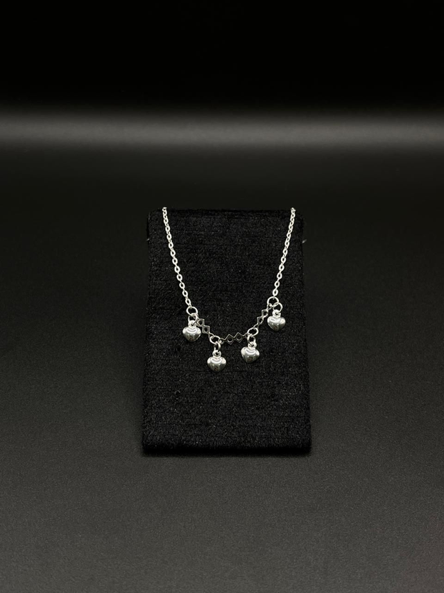 Pulseira elo português pingente de corações