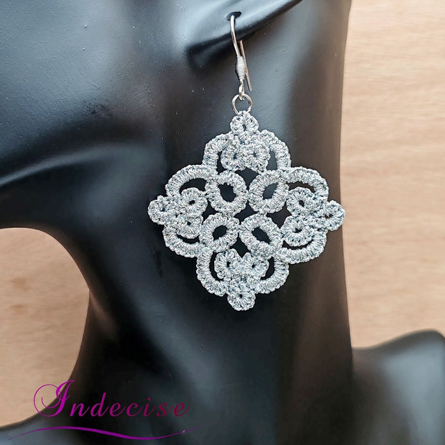 Boucles d'oreilles losanges argent, crochets en acier inoxydable - Créations Indecise
