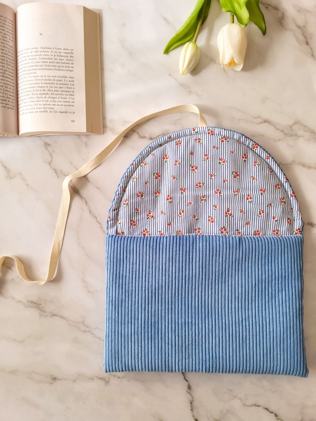 Pochette à livre Romy Velours bleu doux