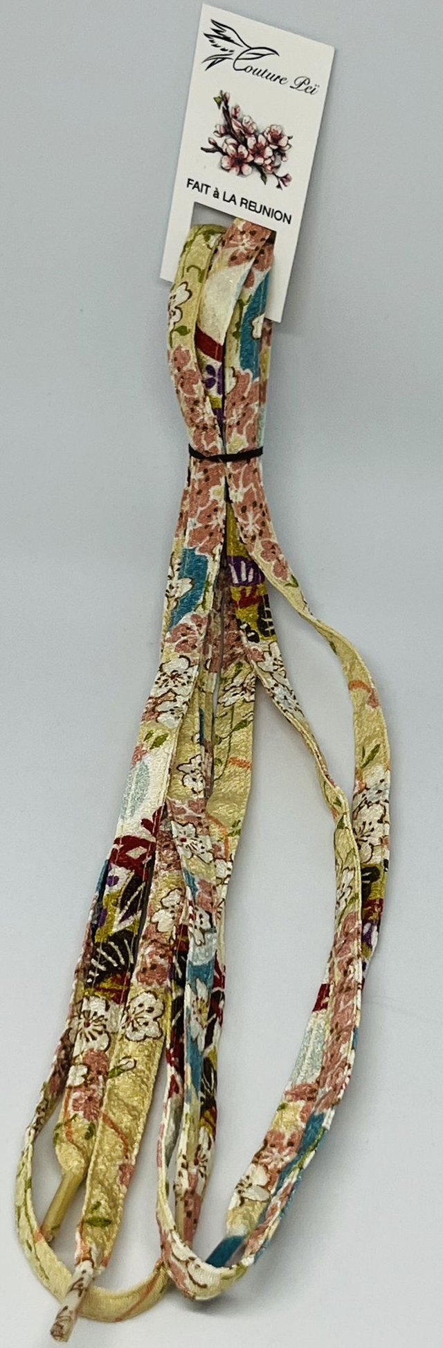 Lacet collection "Japon" beige fleuri 120 cm