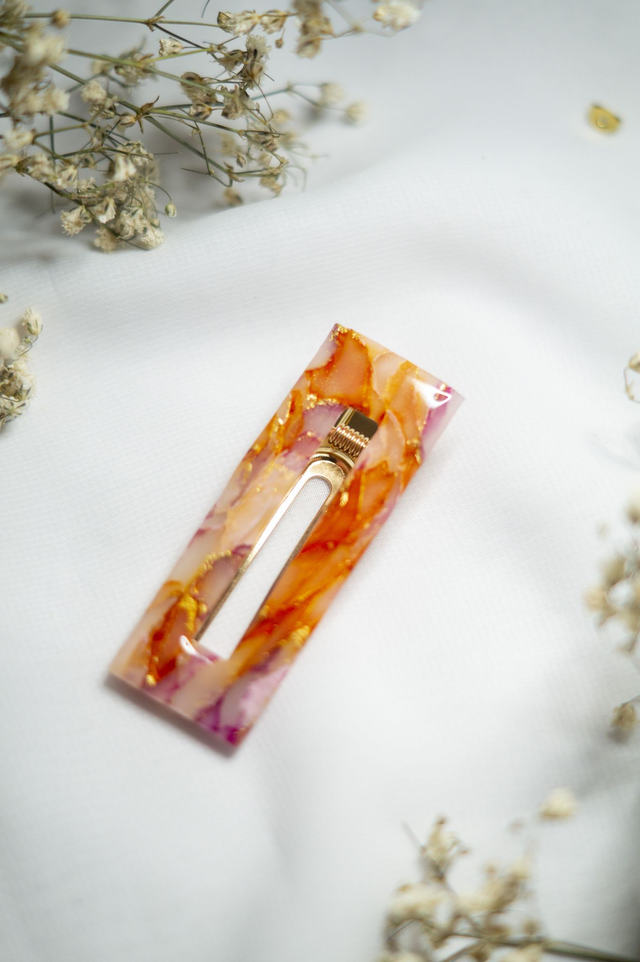 Coloris sunset - Barrette rectangle évidé