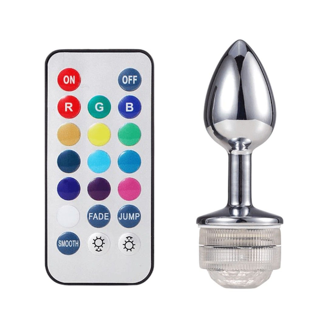 Plug Anal Luz Led con Control - Acero Inoxidable