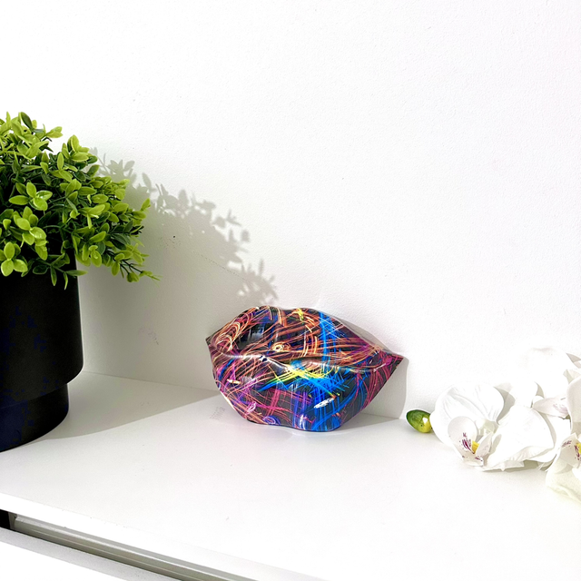 Galactic Supernova Lips Ornament Multicoloured Celestial Smooch Figure Space Themed Kiss Decor