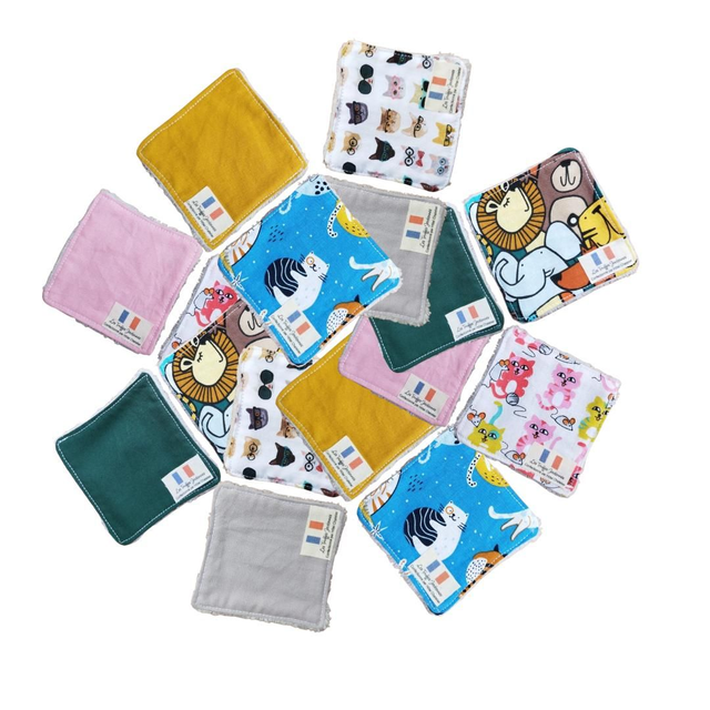 Duo de coton lavable &amp; réutilisable – fait main avec amour