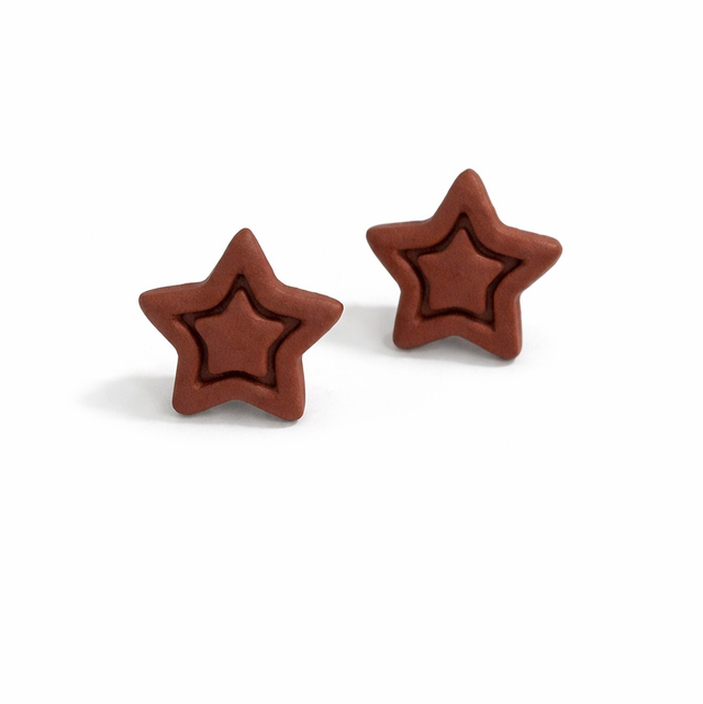 Pendientes mini arcilla y acero estrella 
