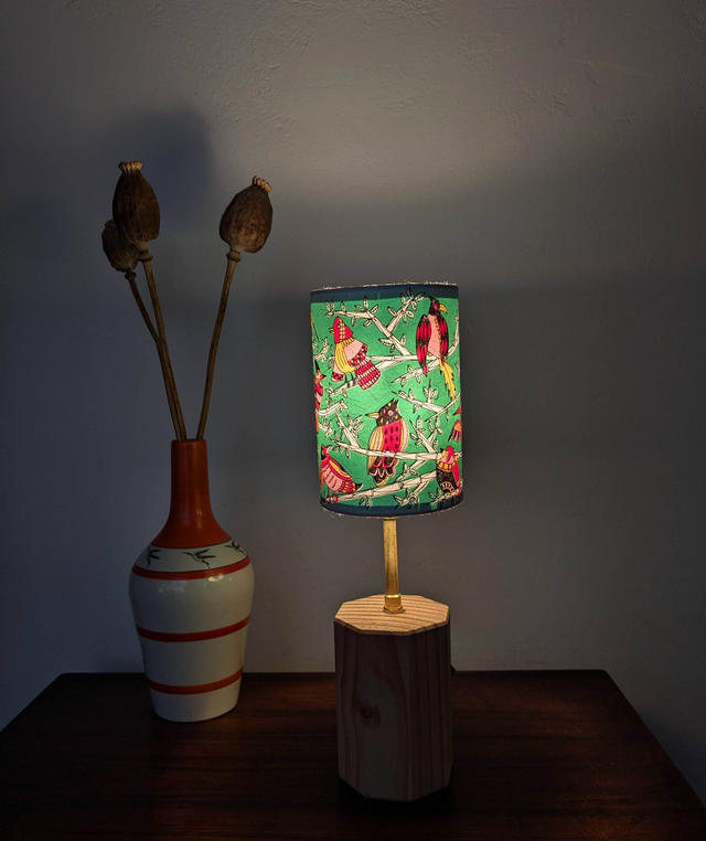 Abat-jour "Oiseaux" Vert