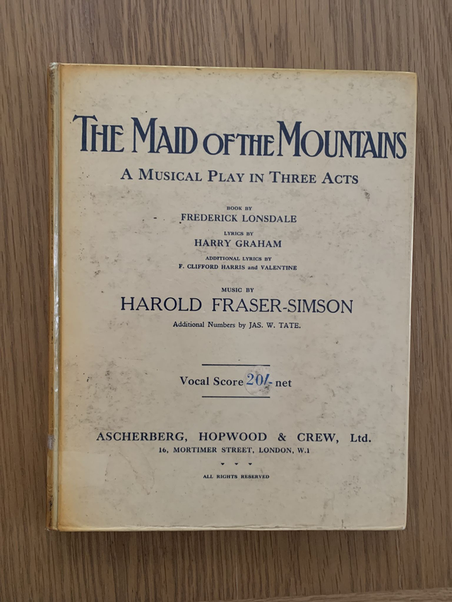 Maid of The Mountains Full Vocal Score Hardback