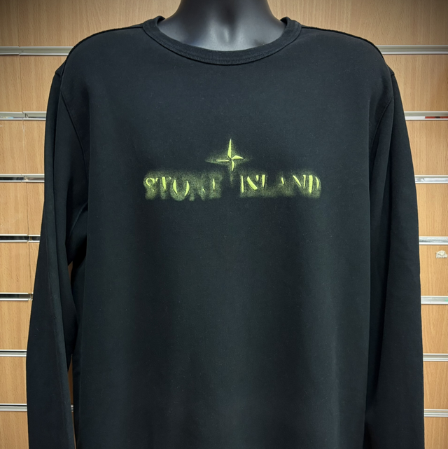 Stone Island Distressed Spellout Sweater - 2XL