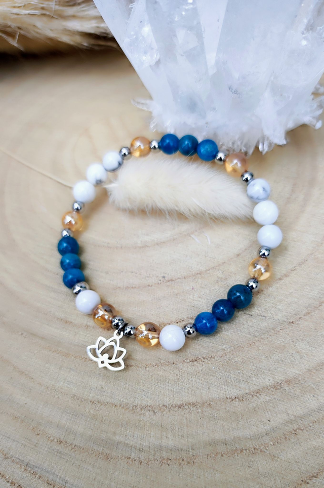 Bracelet Apatite et Howlite Lotus