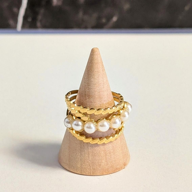 Bague perle doré 