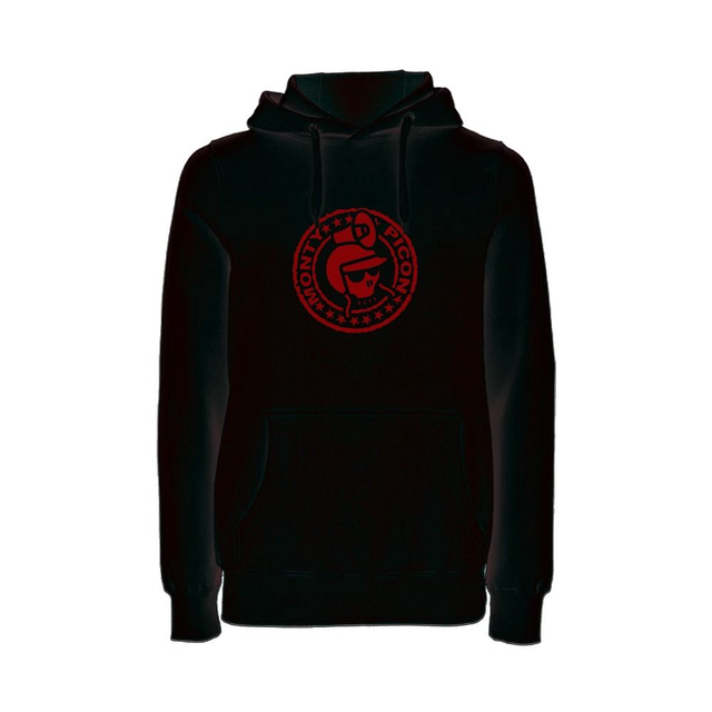 Sweat à capuche noir coton bio //  Logo rouge